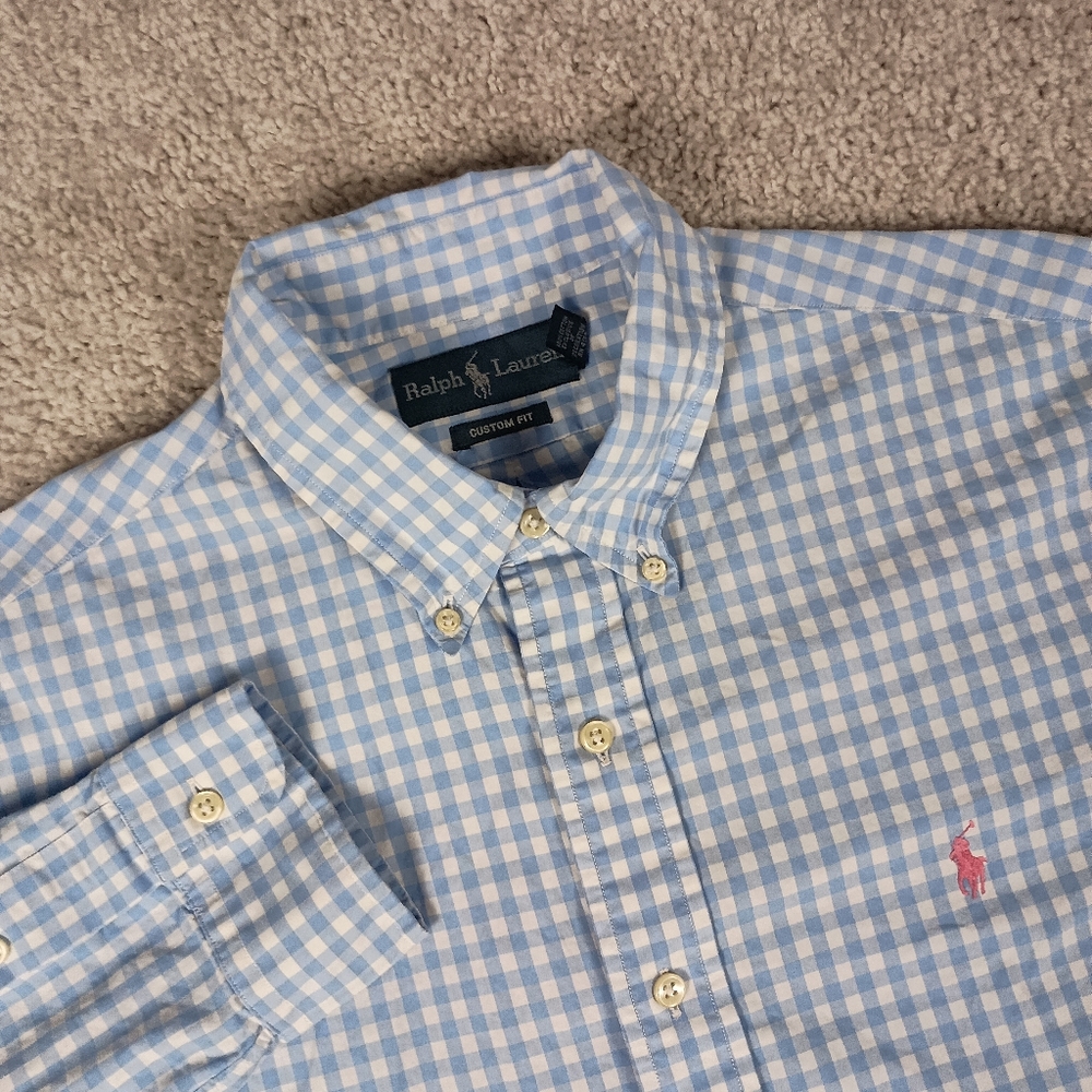 Ralph Lauren Large Custom Fit Gingham Check Mens Button Down Shirt